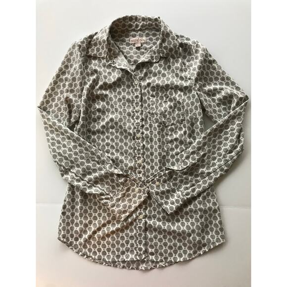 Merona Button Up Long Sleeve Shirt Gray Air Balloon Print - Picture 7 of 14